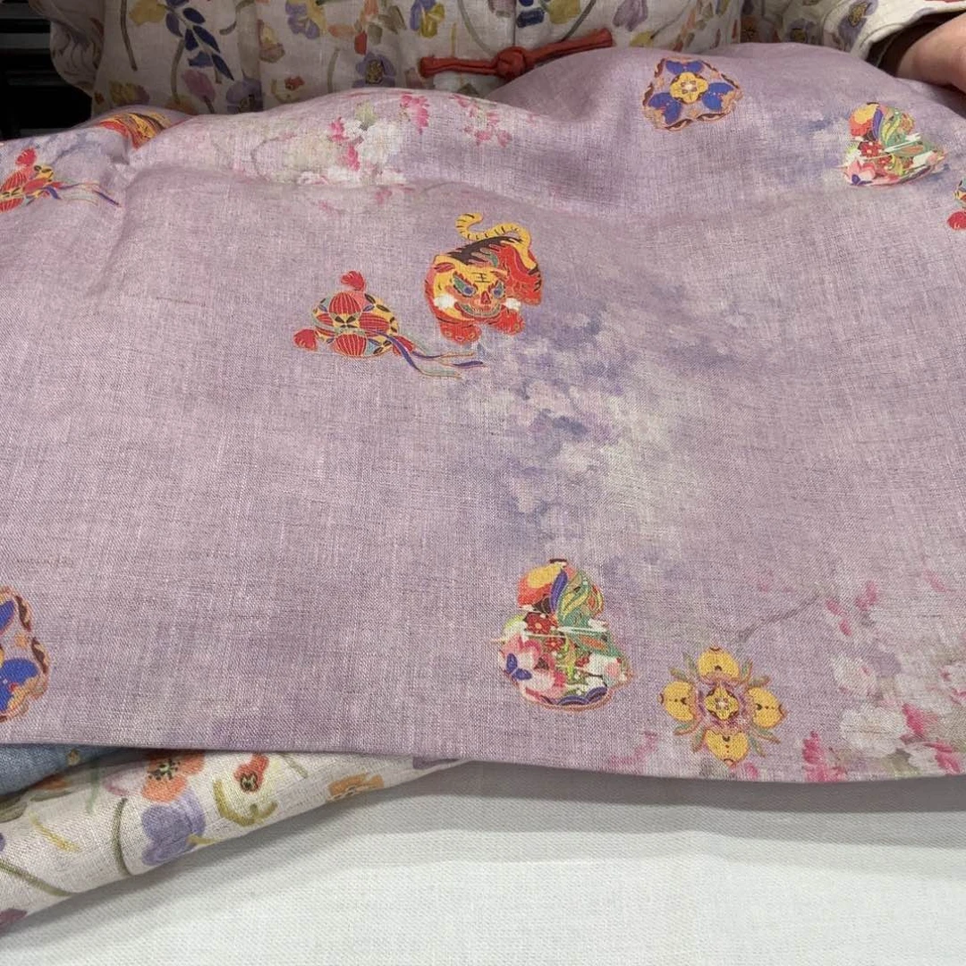 麻1米14支雨露亚麻紫色小老虎