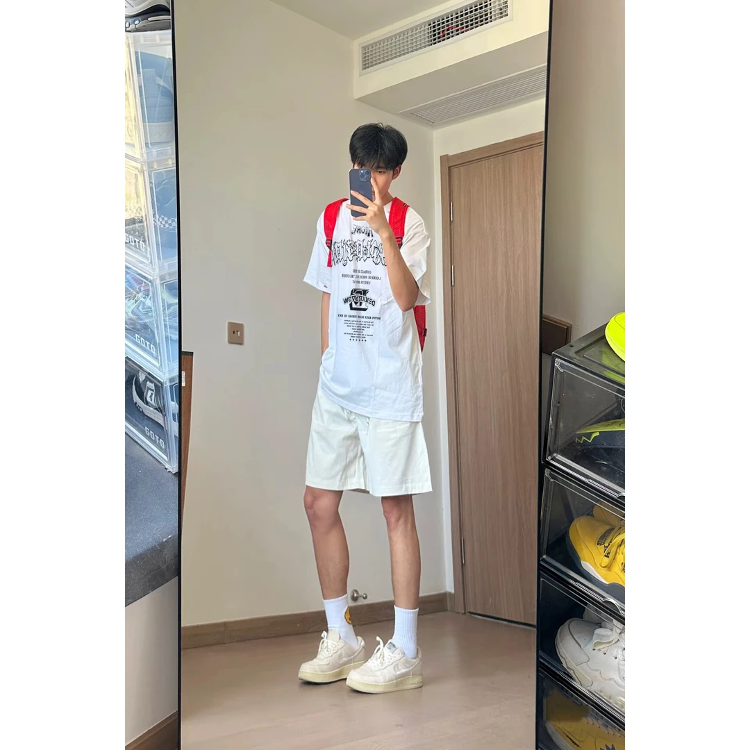 美式潮牌复古风字母印花纯棉t恤男春夏季ins情侣百搭休闲短袖上衣