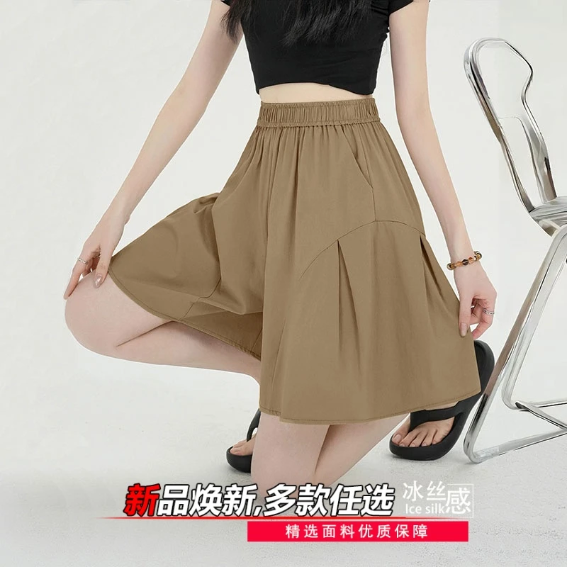 新款爆款冰丝山本裤子女装2025年夏季百搭女裤小个子慵懒风短裤