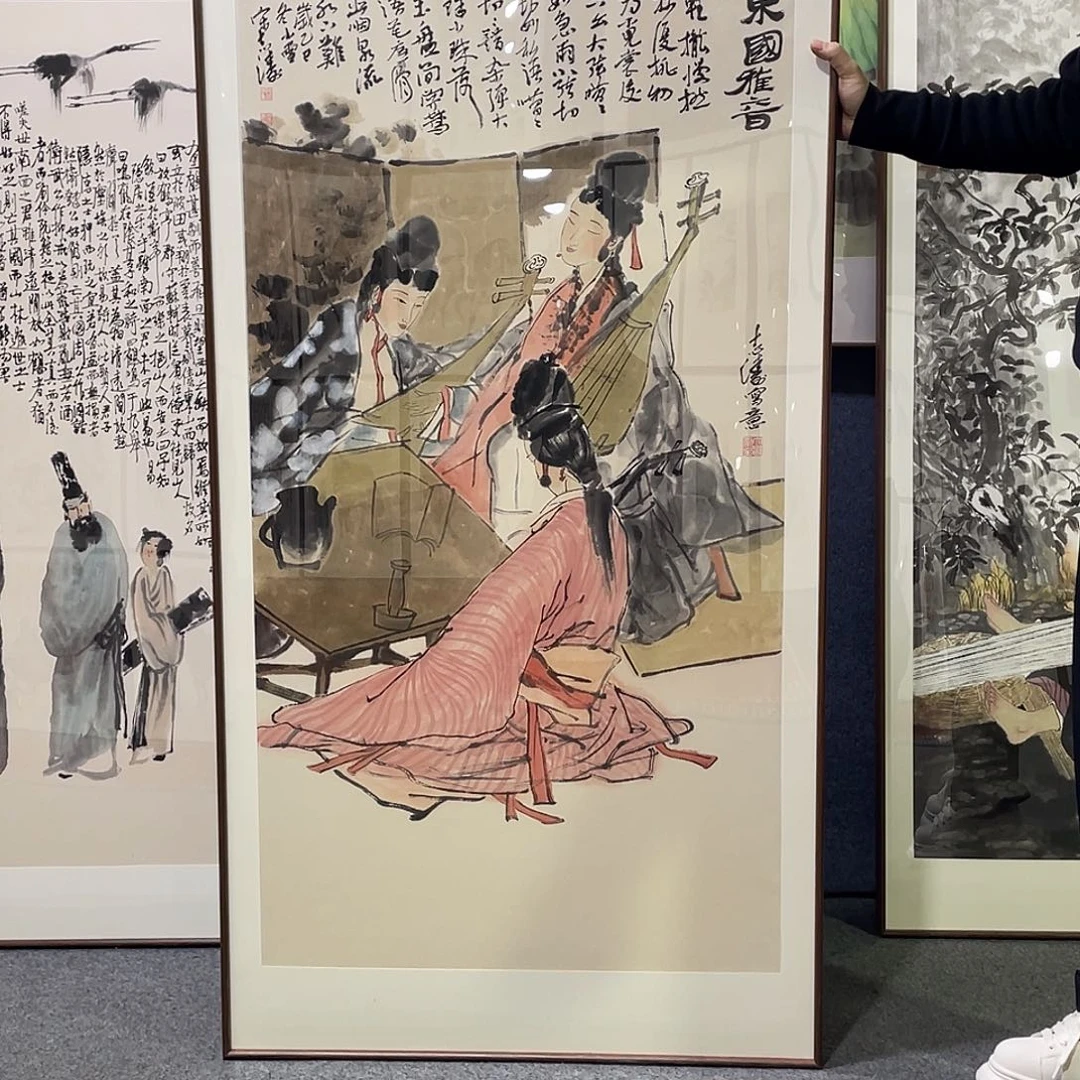 国画手绘画作品带框80/160