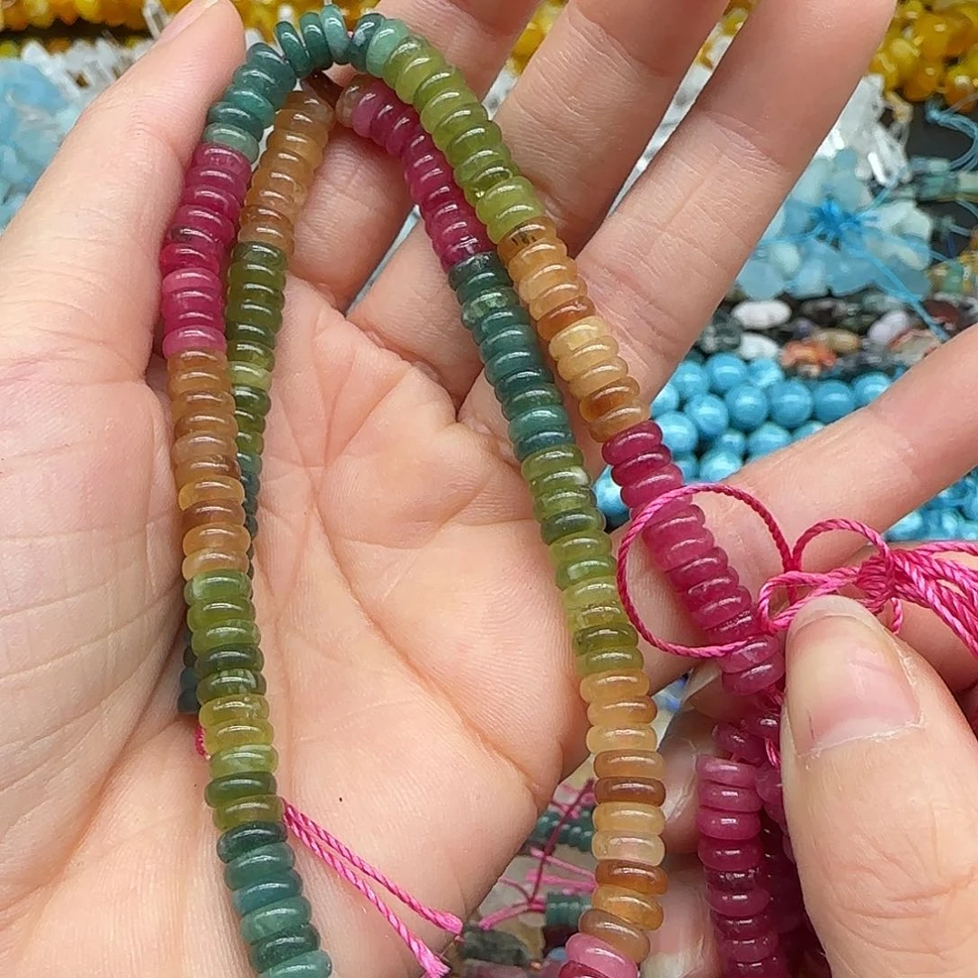 玛瑙/玉髓珠宝半成品合金彩玉髓6mm一条算盘