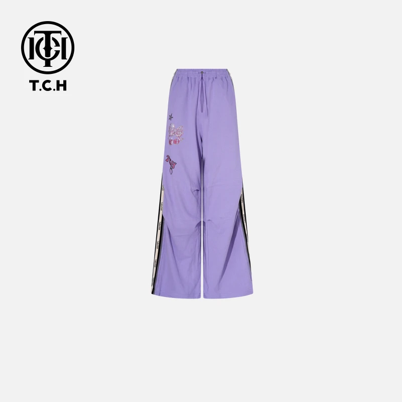 TCH私服烫钻工艺新时尚淑女新潮流直筒长裤女T75C20E1047轻奢tch
