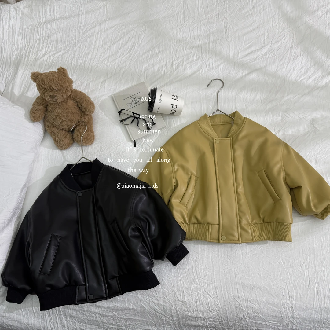 W小马家2025儿童冬季加厚内里仿兔毛皮衣D-6108时尚潮酷上衣