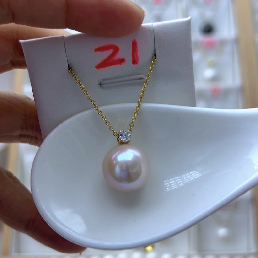 吊坠(不含链)18K金镶嵌淡水珍珠15mm