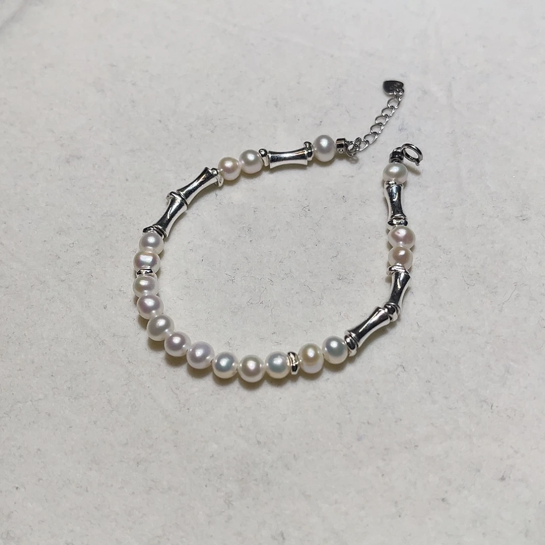 银S925镶嵌淡水珍珠手绳