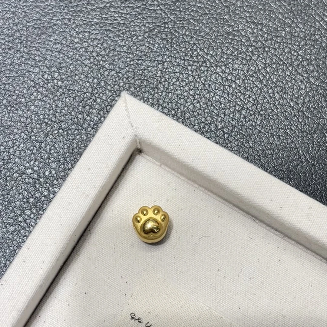 足金999小猫抓黄金转运珠diy配件萌趣简约