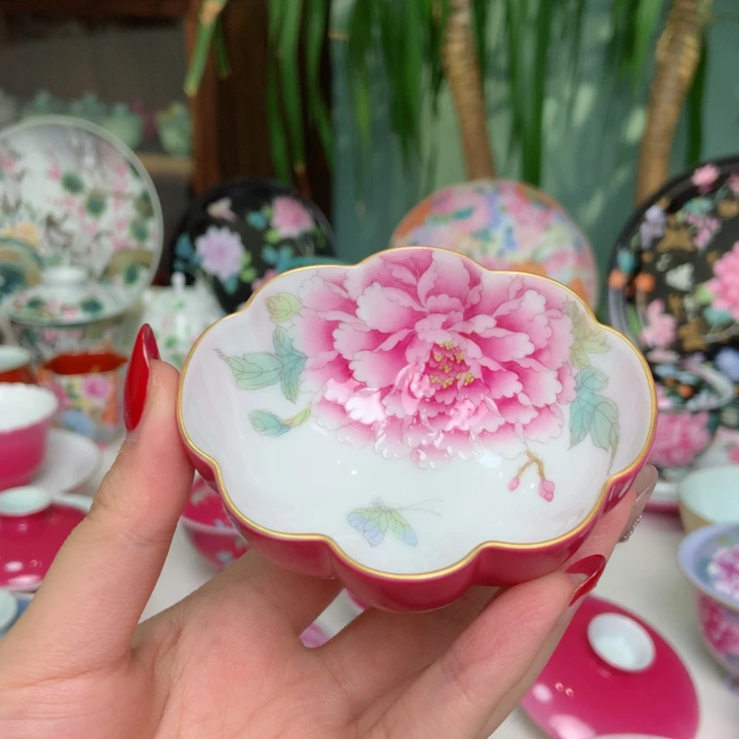 【闪购商品】步*?女神杯主人杯珐琅彩牡丹