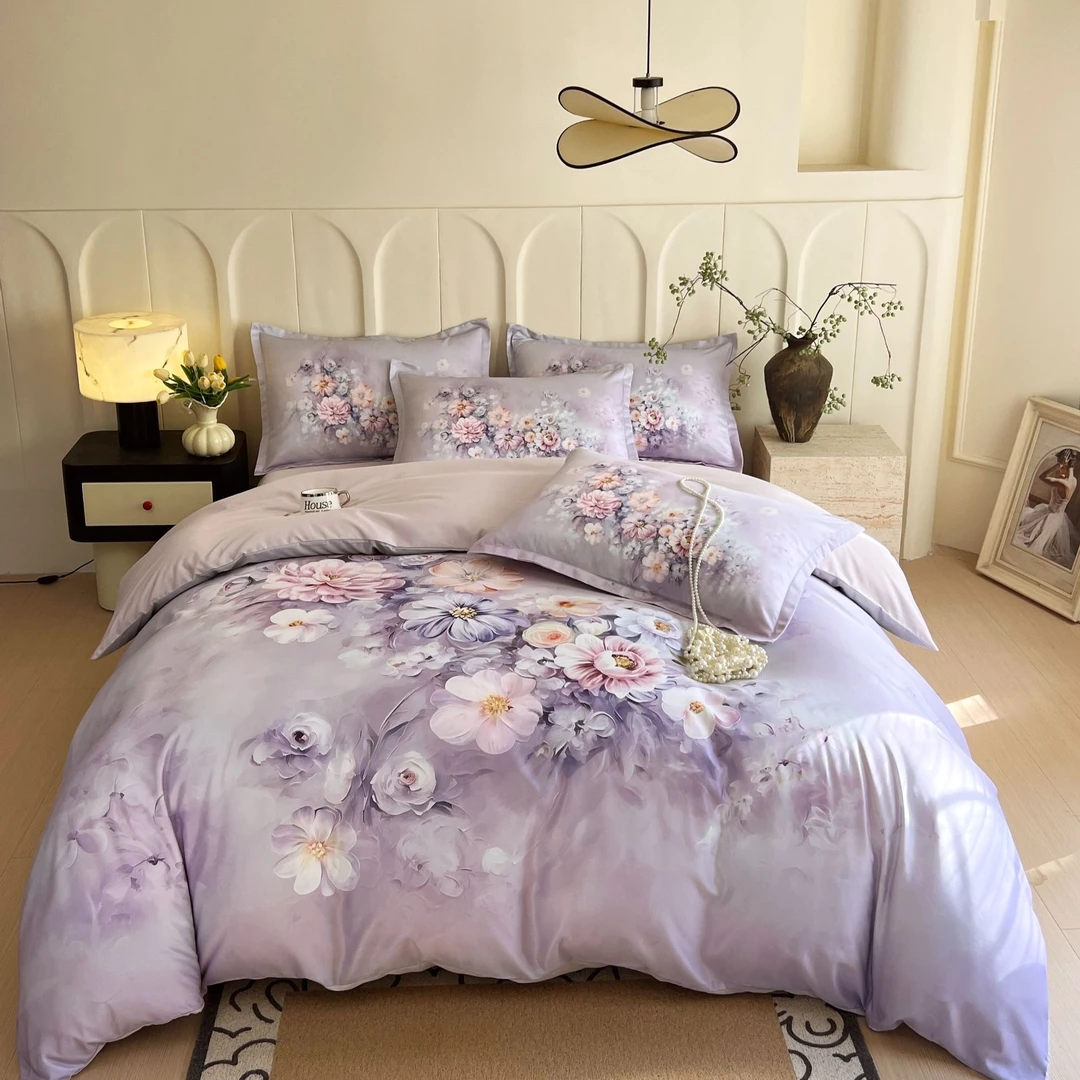 新款高端轻奢贡缎提花四件套水氧棉轻奢家用高端丝滑床品套件