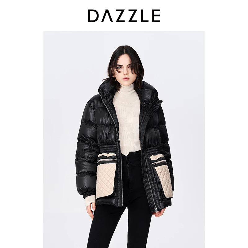 专选DAZZLE地素大口袋设计收腰短款面包羽绒服2E4K211
