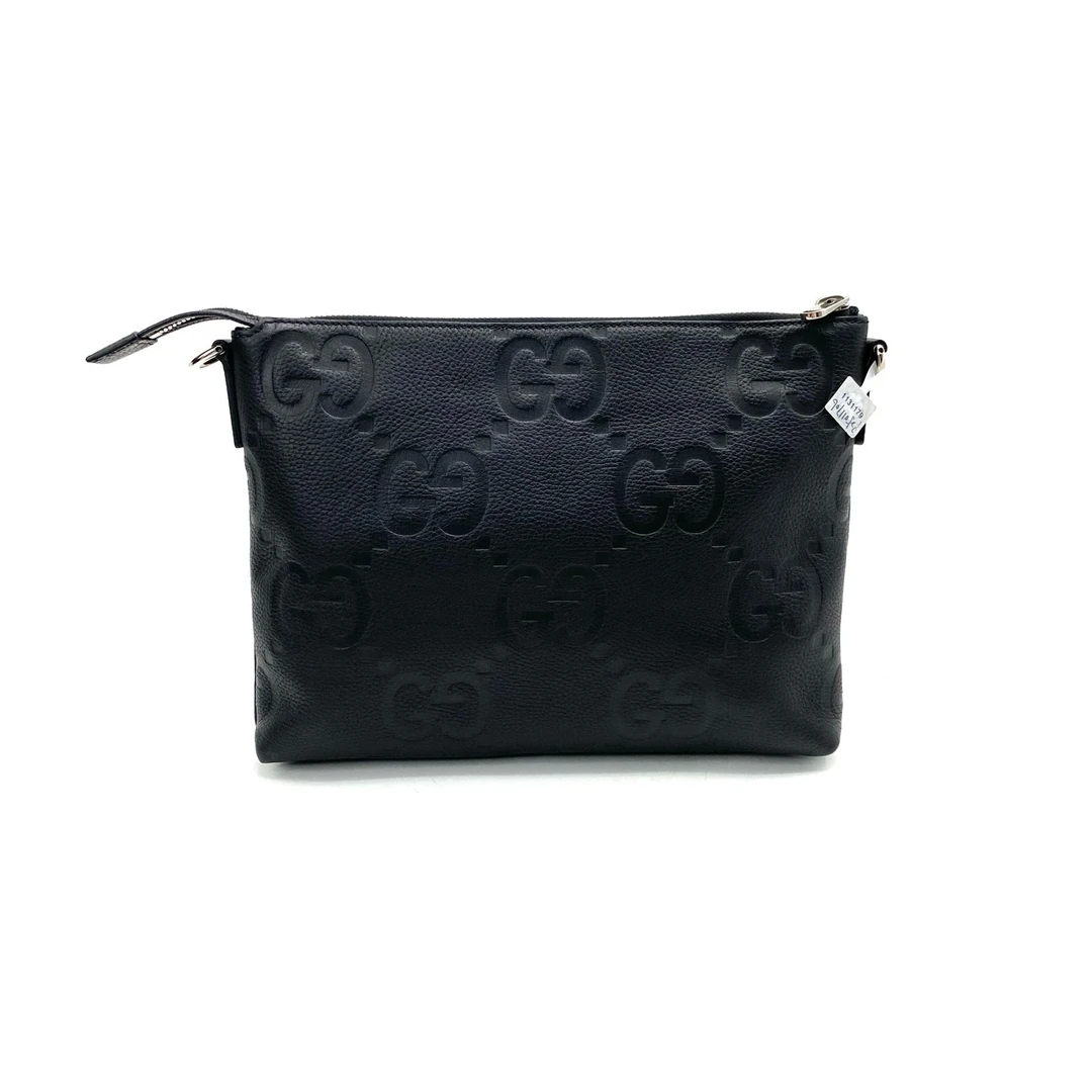 99新 GUCCI/古驰 99新黑色全皮手拎两用斜挎包 尺寸30/23