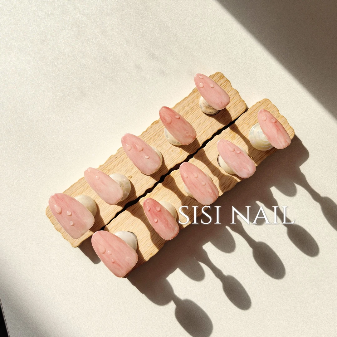 【蜜桃仔】ins风水蜜桃粉色纯欲手工穿戴甲渐变裸色小红书爆款