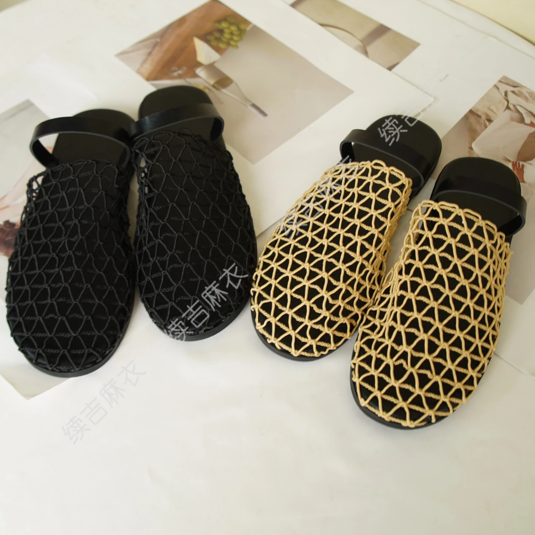 续吉麻衣25-398圆头包头镂空网面透气女拖鞋