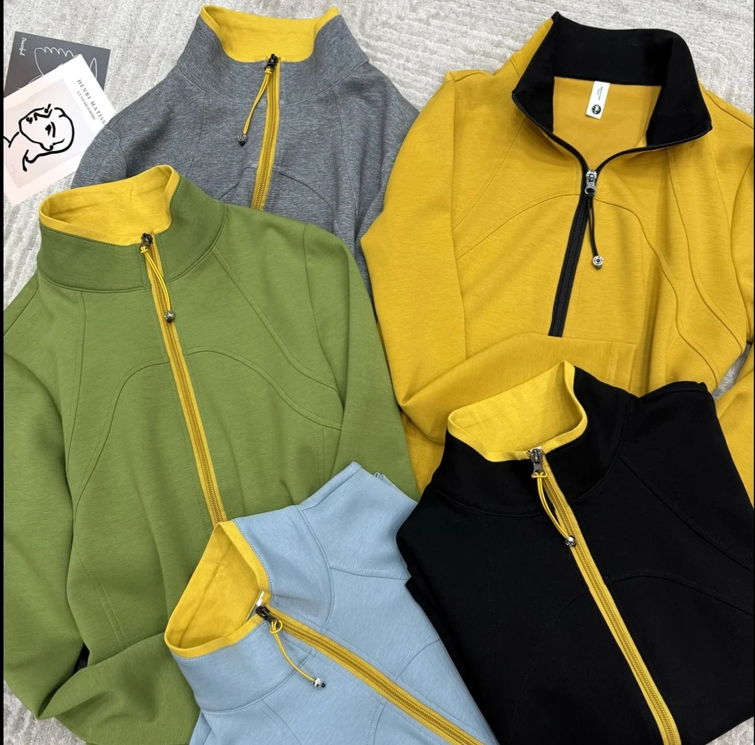 2025春季新品时尚百搭修身显瘦运动纯色拉链打底女士长袖上衣