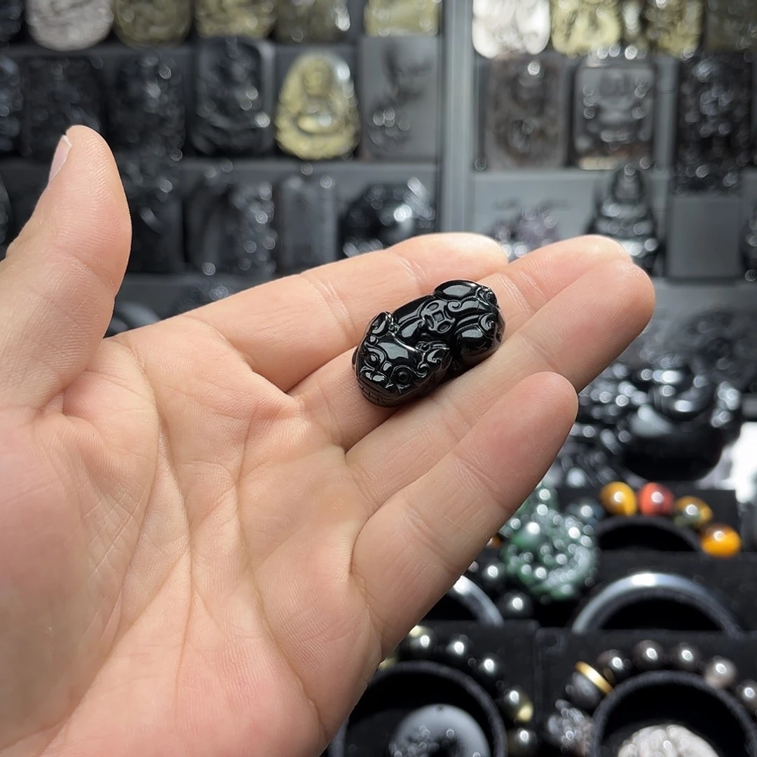 盘***）黑曜岩未镶嵌手链