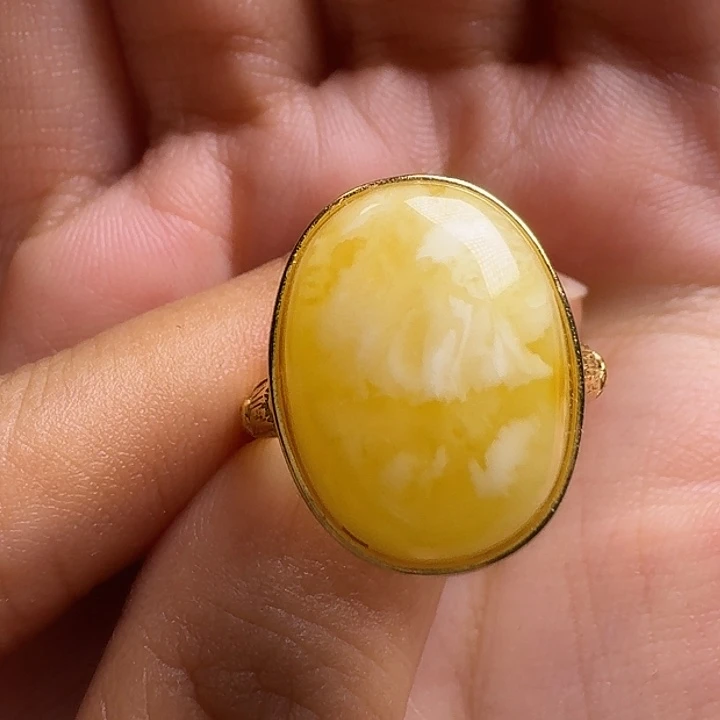 蜜蜡银S925镶嵌戒指戒指