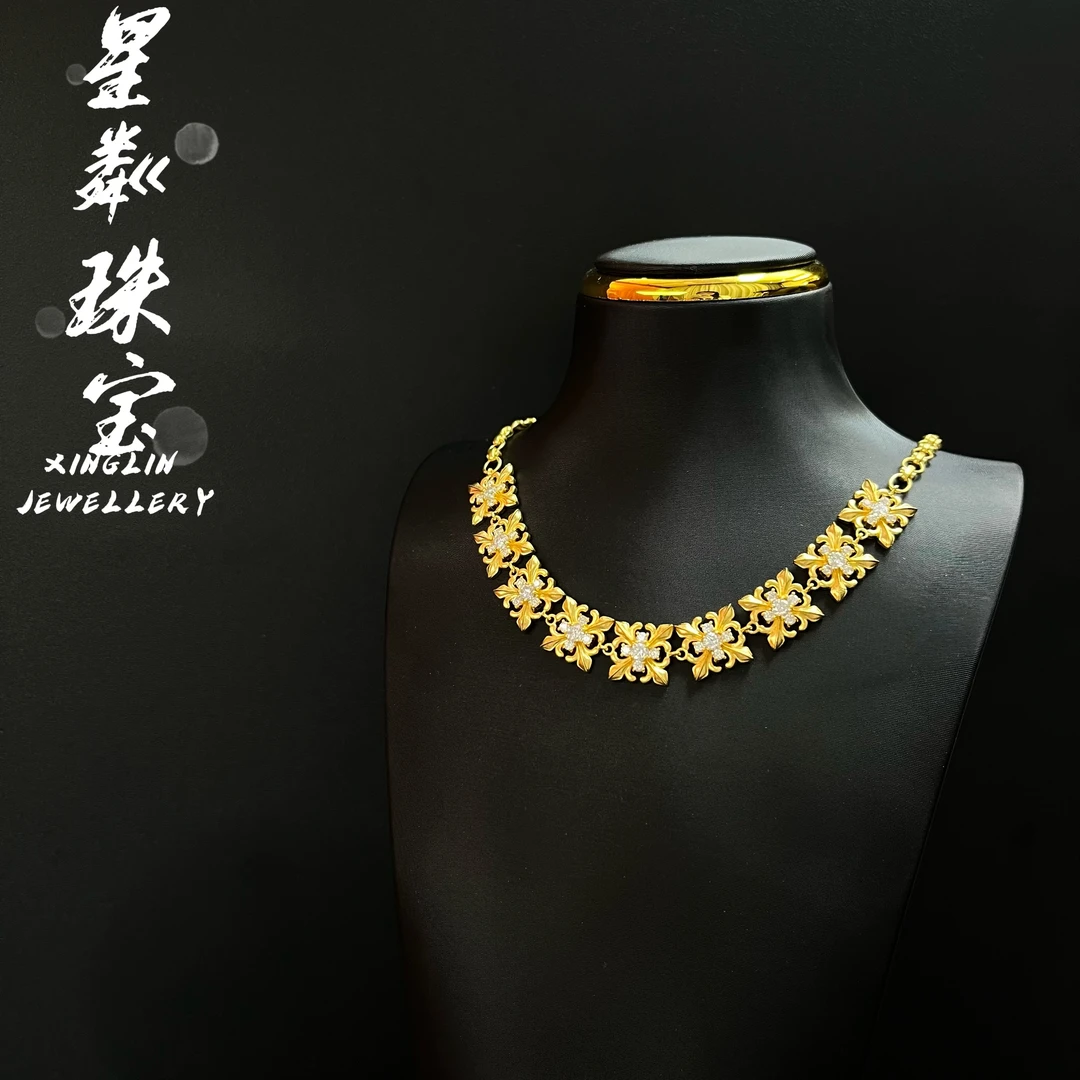 【克罗心项链】足金999黄金5G轻奢ins风克罗心项链