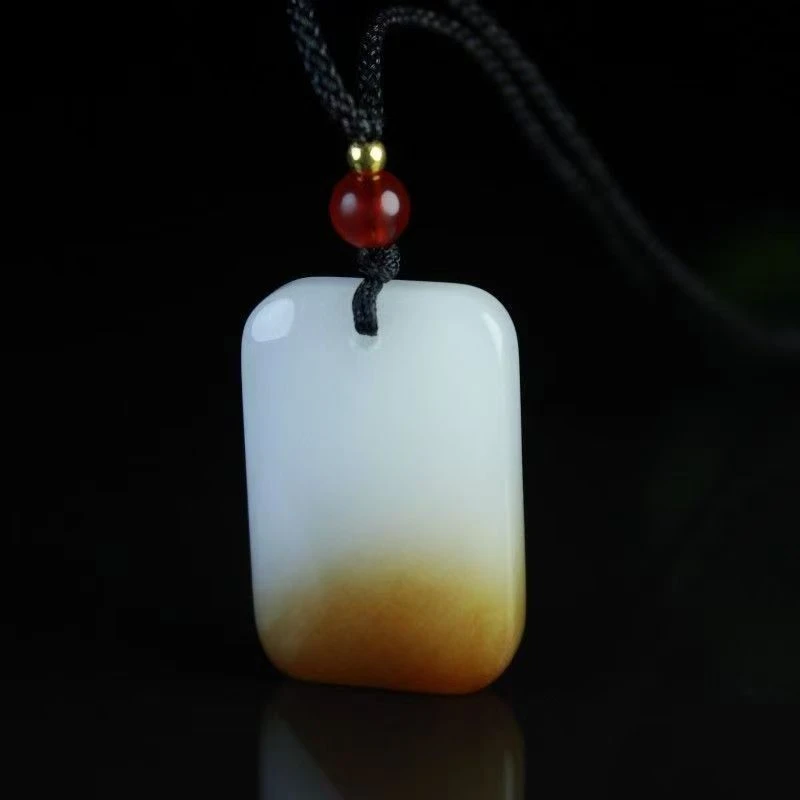 天然正品玉石方形平安无事牌吊坠挂件男女款玉石平安玉佩玉牌吊坠