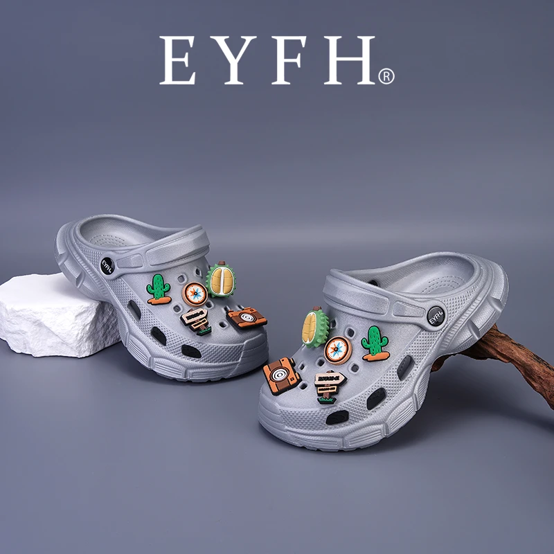 EYFH儿童洞洞鞋夏季户外软底防滑沙滩鞋小女孩清凉拖鞋中大童凉拖