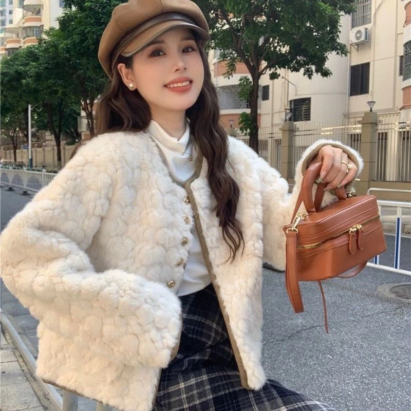 奥特莱斯气质牛仔外套加厚网红毛绒秋季2023年秋冬新款加绒羊羔丝