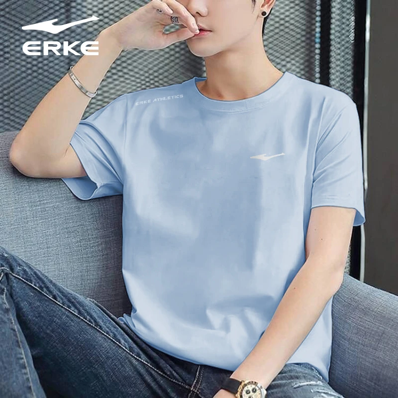 鸿星尔克速干t恤男2025夏季新款冰感透气短袖薄款休闲运动上衣男