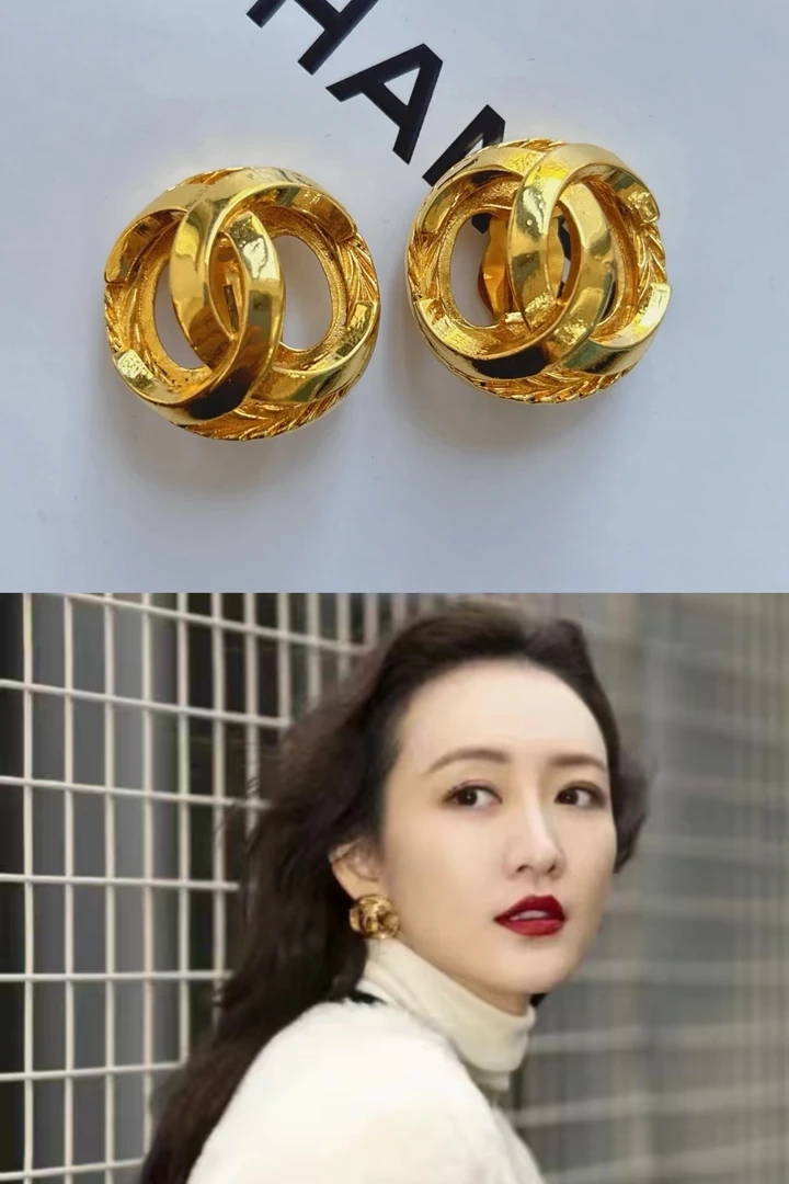95新 Chanel/香奈儿 Chanel vintage香奈儿中古金球耳夹