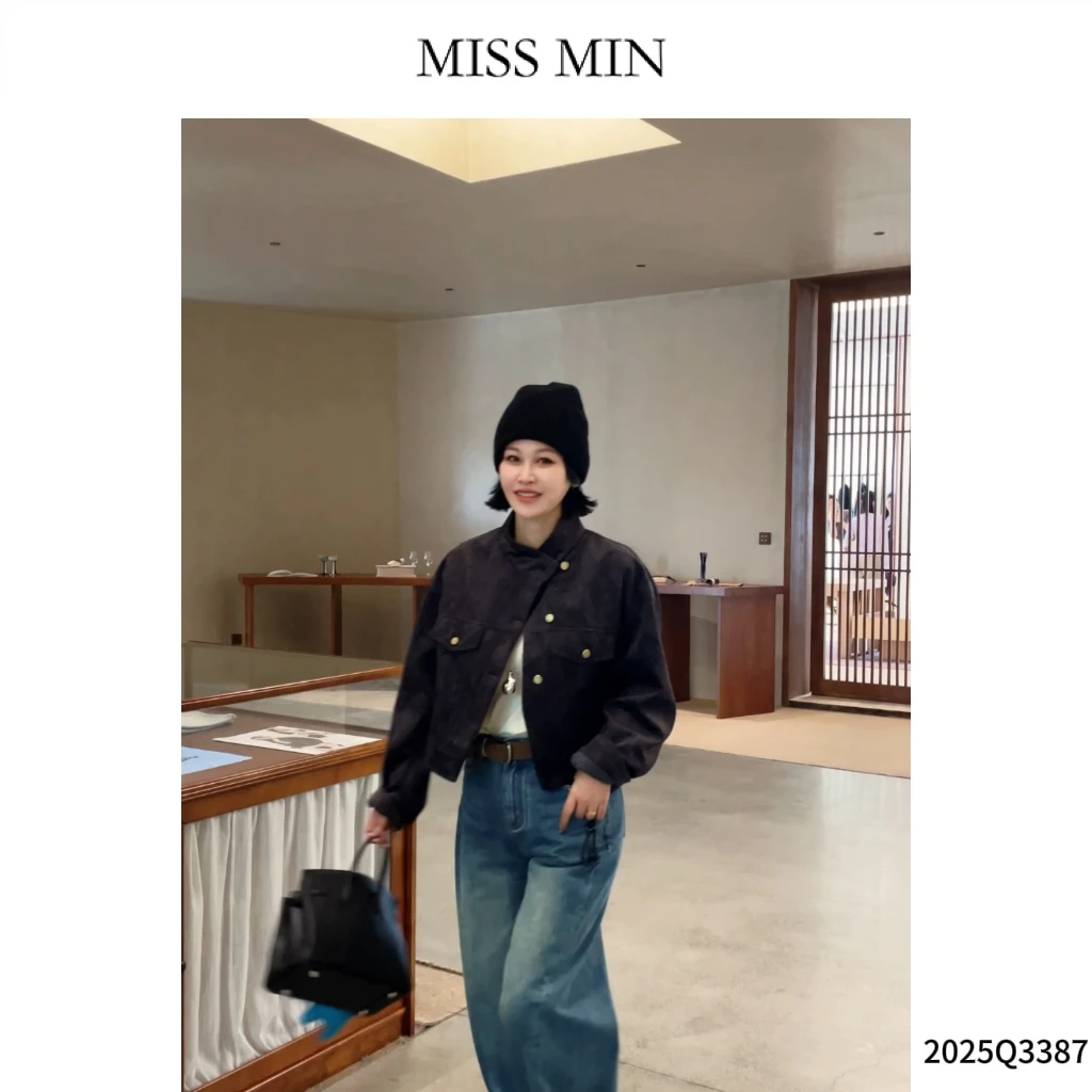 MISS MIN【锋芒】斜门襟不规则设计小众衣服显瘦百搭外套 2025Q3387