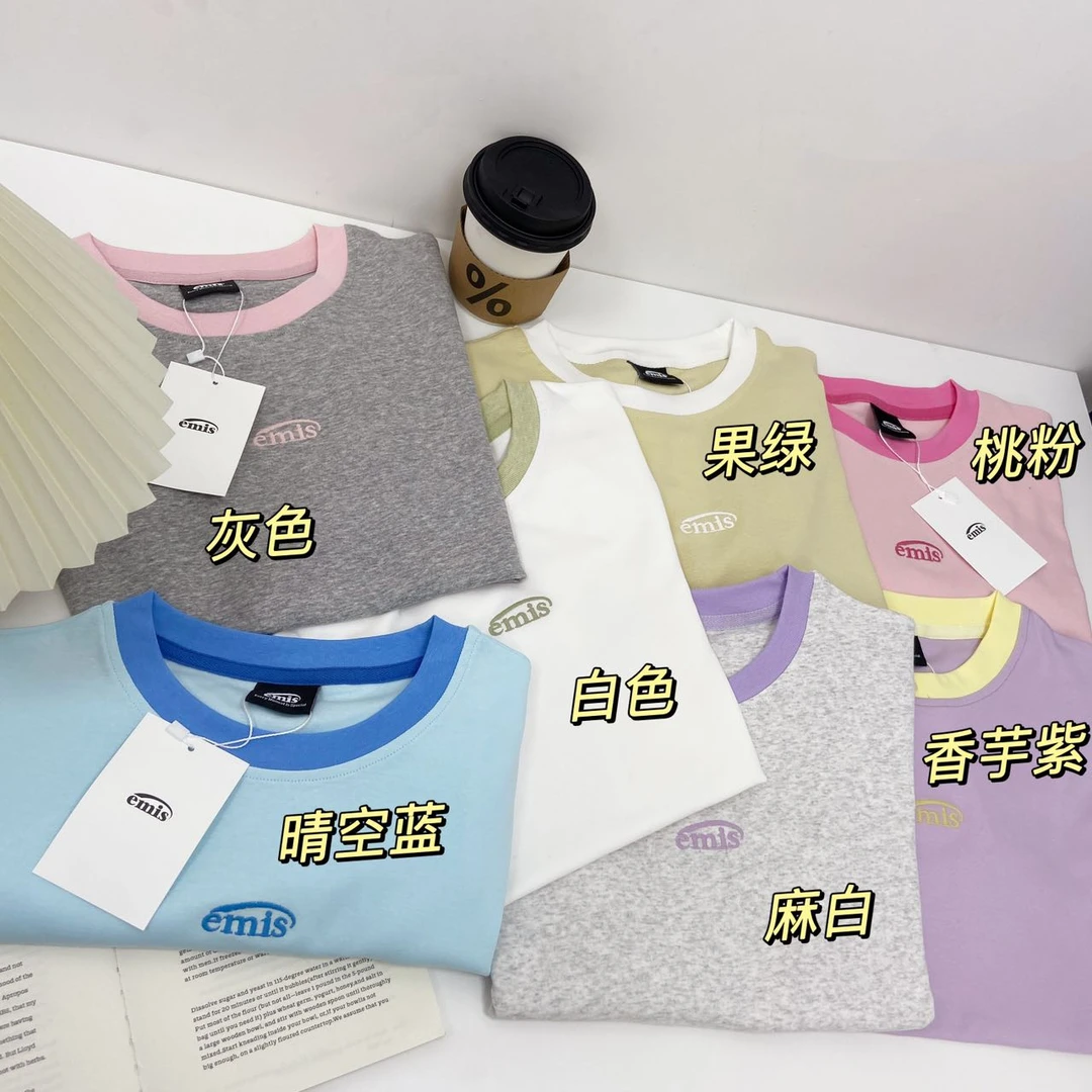 高美美-【仲夏假日】韩系早春时尚领口撞色设计一排宽松减龄字母-B