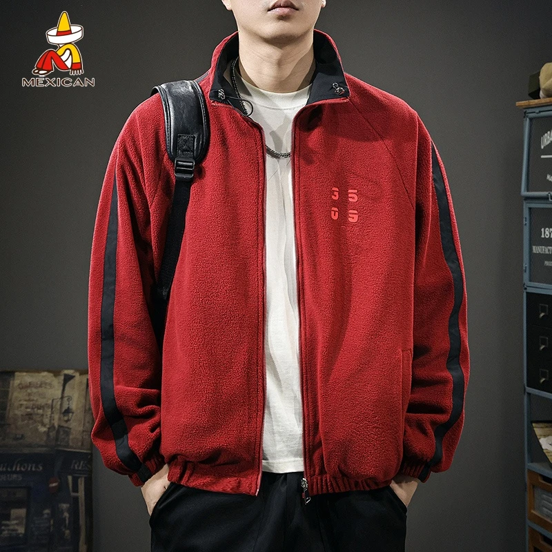 Mexican/稻草人秋季撞色双面穿夹克男士宽松休闲百搭拼接立领外套