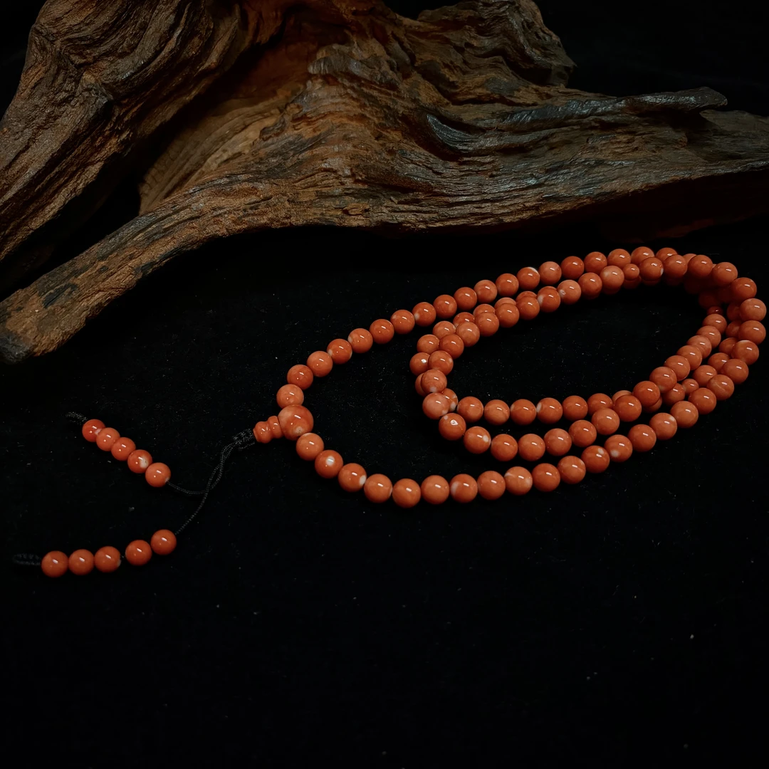 碧海丹心-天然MOMO红珊瑚6mm➕108珠圆珠手串多样性发一03009