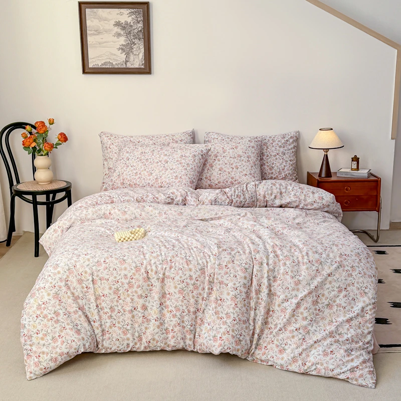 【工厂直销】爆款新品有氧保暖针织棉双层纱四件套学生宿舍小清新