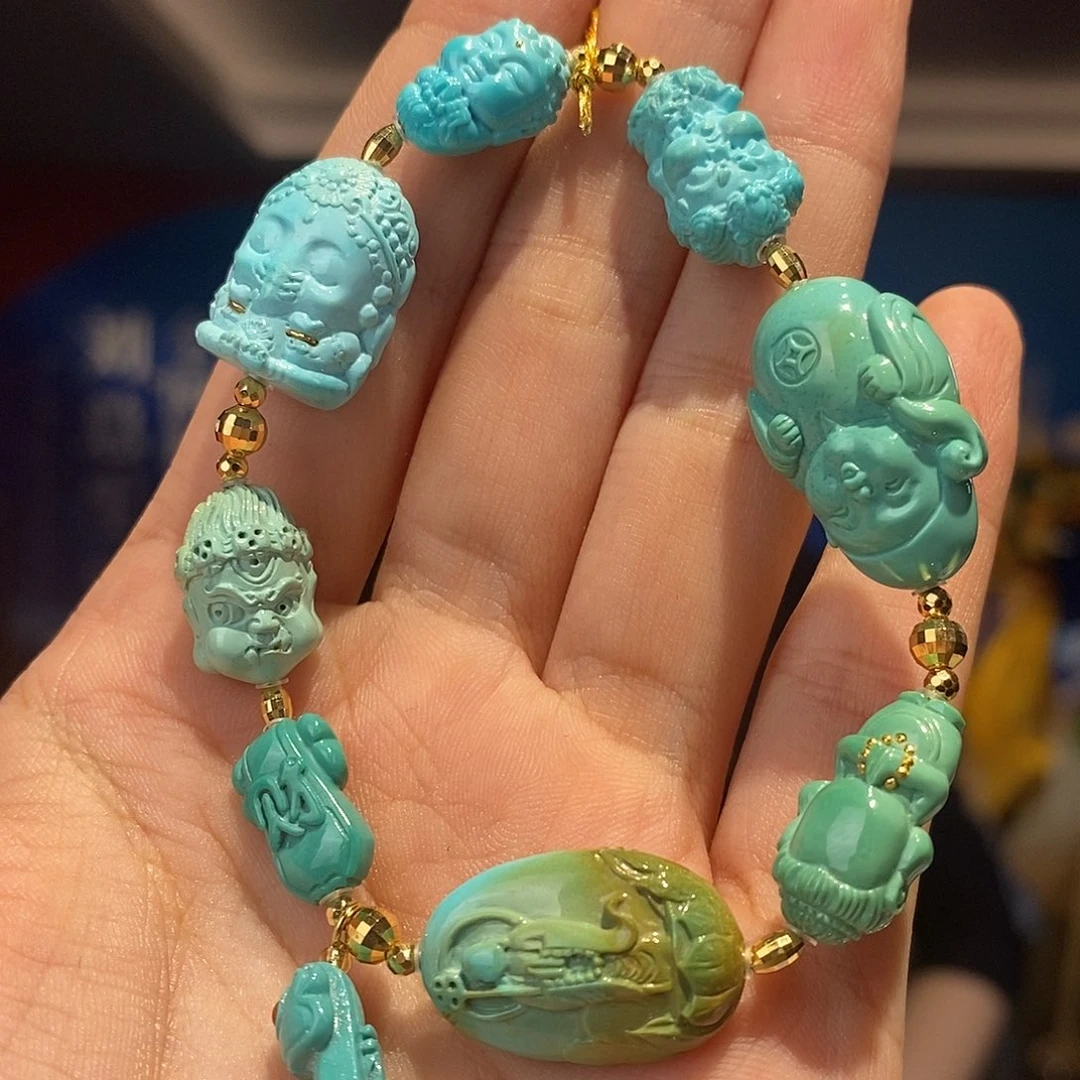 绿松石18K金镶嵌珠宝奇石