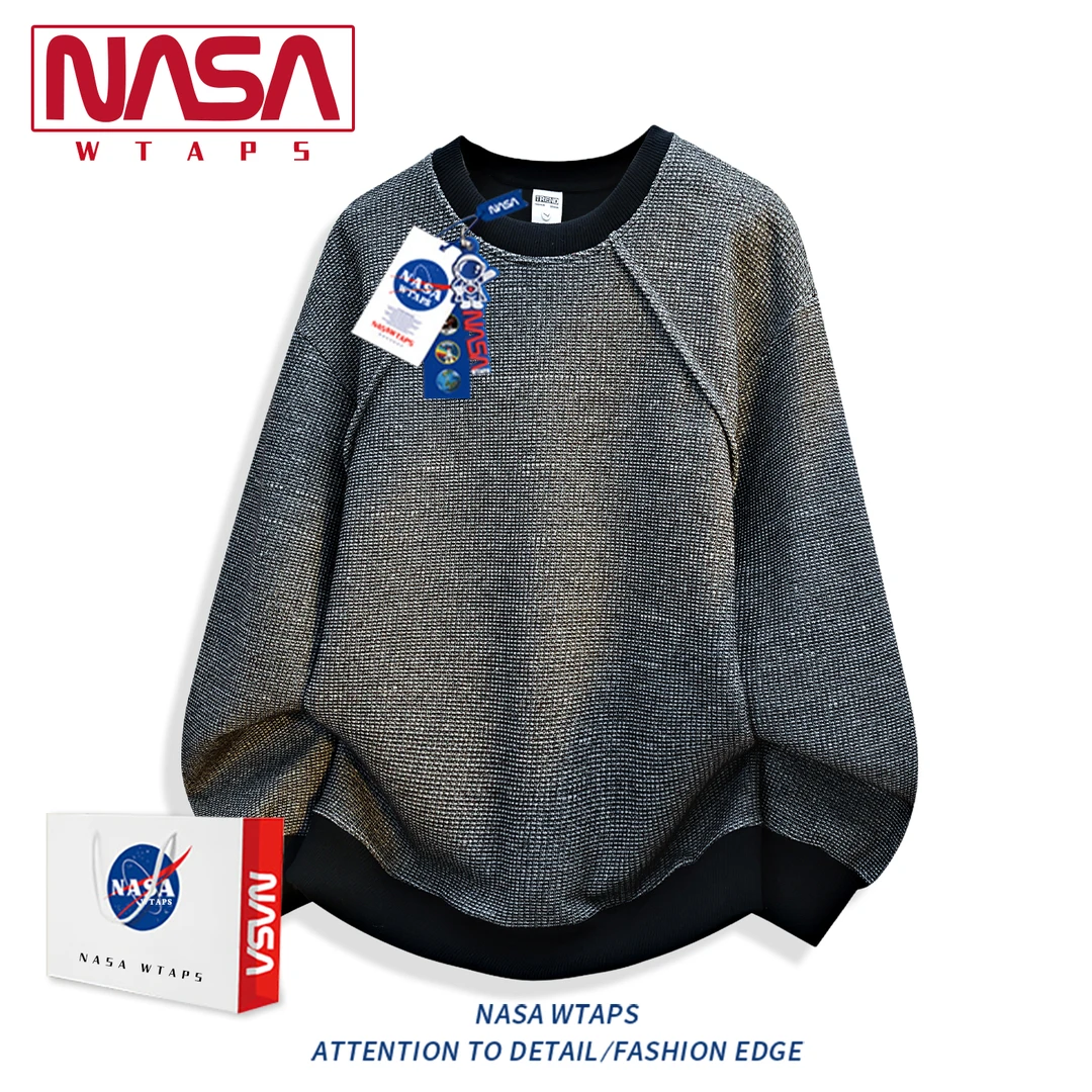 NASA WTAPS美式大码套头上衣男春秋季新款宽松潮牌松弛感圆领卫衣