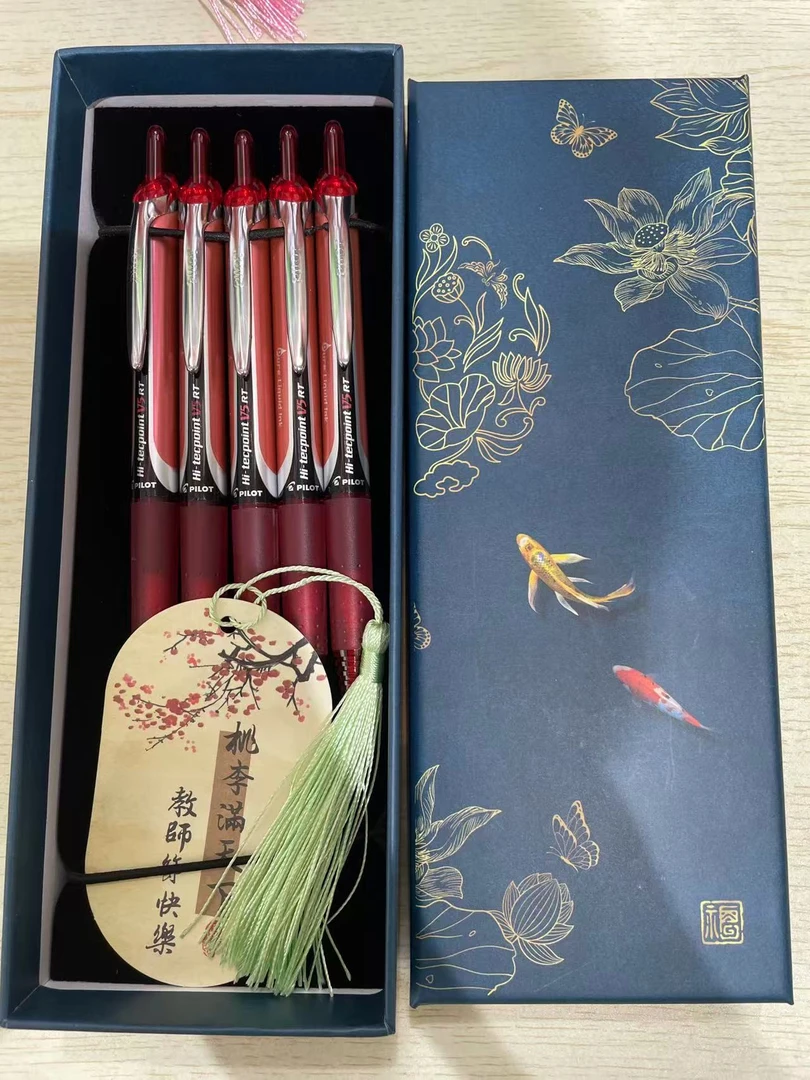 教师节礼物百乐PILOT开拓王/V5RT老师专用红笔礼盒装
