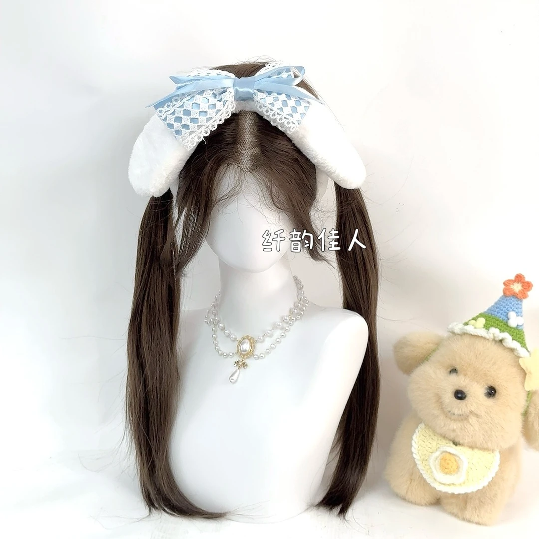 纤韵佳人假发长直发冷棕色无痕中分前额手钩蕾丝日常自然蓬松头套