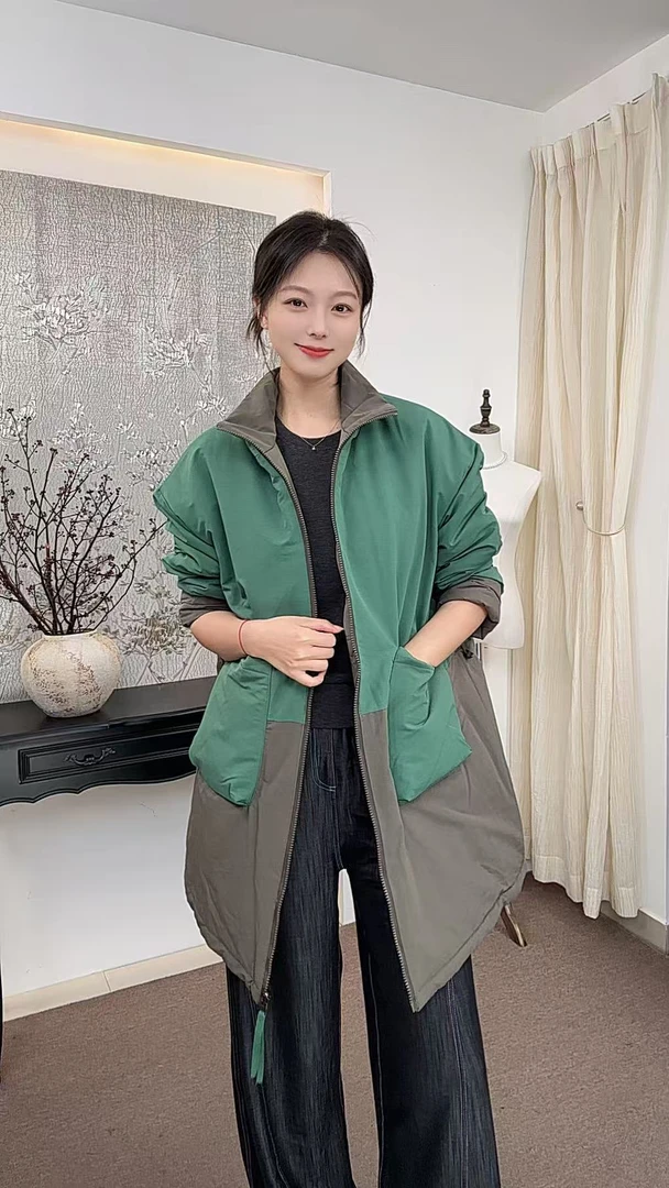 时尚百搭加厚保暖立领棉服外套秋冬新款洋气宽松显瘦双面穿棉衣女