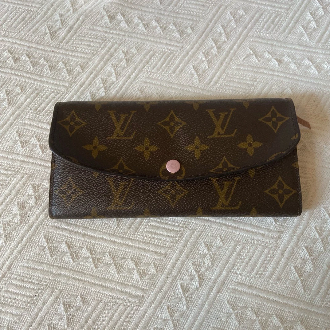 99新 LouisVuitton/路易威登 经典老花 粉豆豆钱包