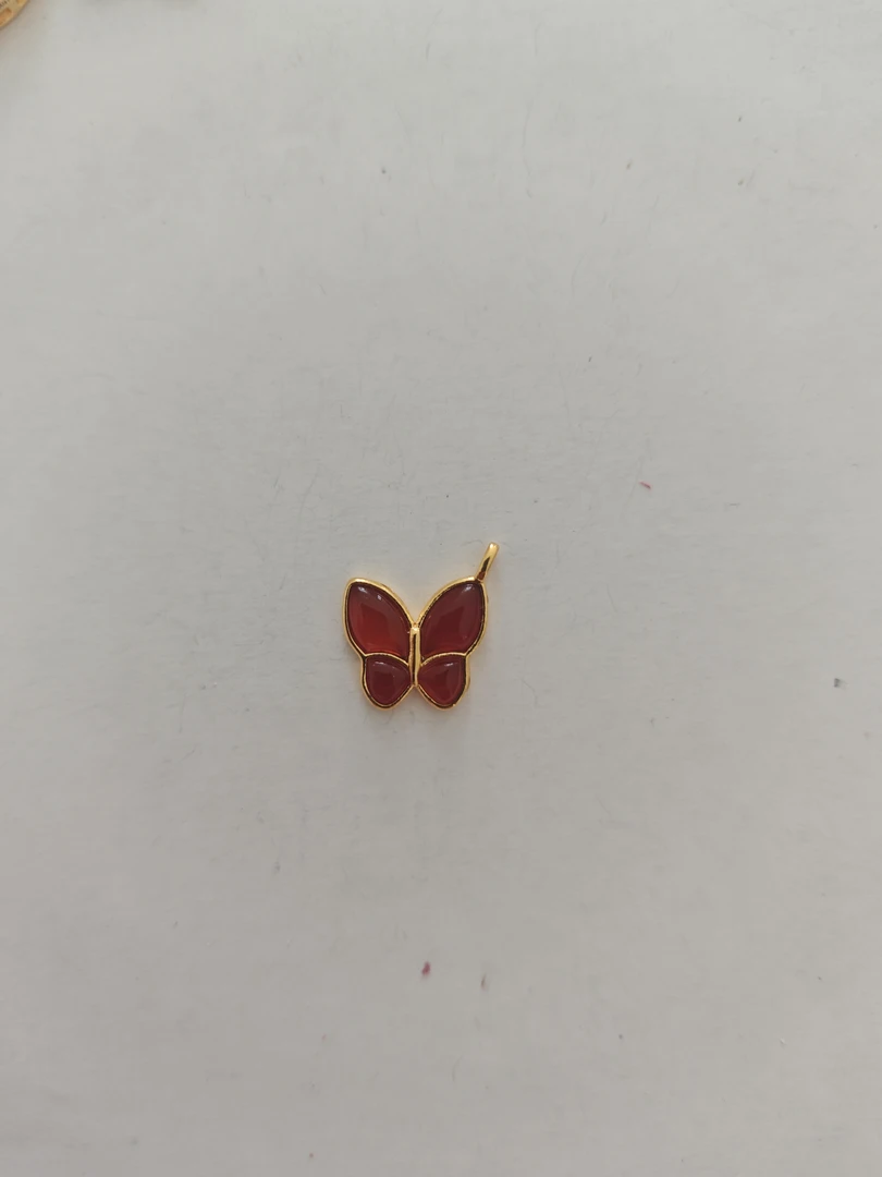 【流行时尚】【质检发货】 15mm18k红色蝴蝶吊坠- A77