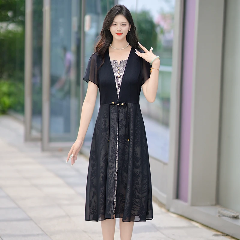 Y夏季新款连衣裙国风气质显瘦裙子女新中式优雅中长裙