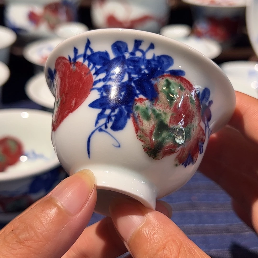 摆件原矿青花釉里红瓷器