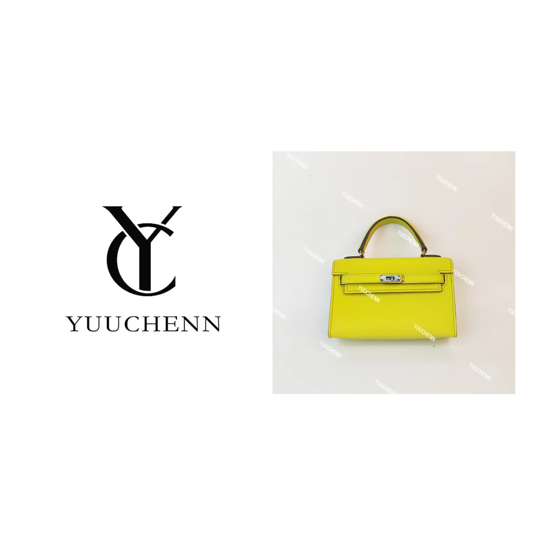 YUUCHENN/【kelly】进口牛皮14cm 柠檬黄拼奇异果绿 HH5800