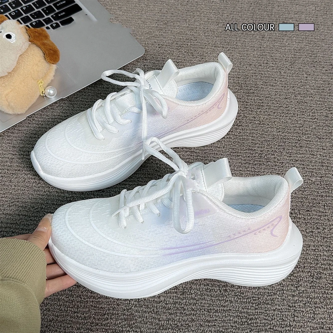 2025春季透气时尚休闲鞋休闲软底鞋飞织百搭运动鞋跑步网面潮鞋女