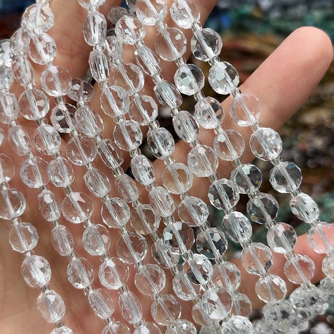 玛瑙/玉髓未镶嵌珠宝半成品卡8白水晶圆饼切一条