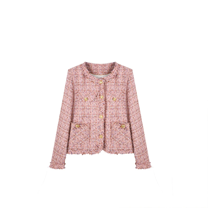 新国标90白鸭绒羽绒服小香风外套女冬气质名媛设计感小众A60678