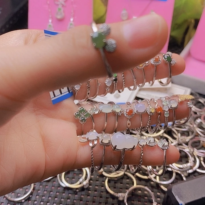 翡翠戒指银S925镶嵌今***你