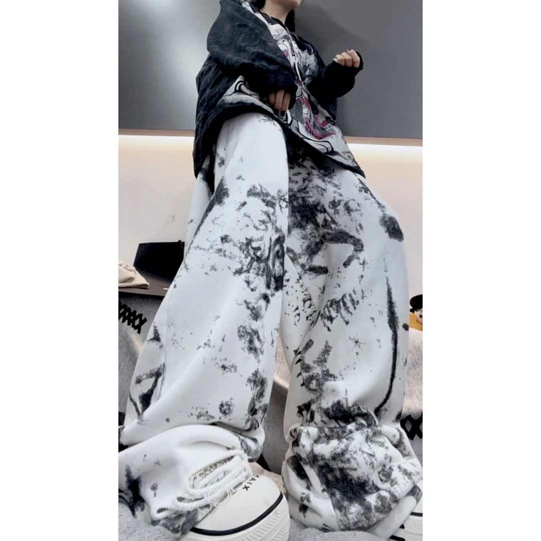 衣森原创宽松欧韩破洞卫裤110CM裤长