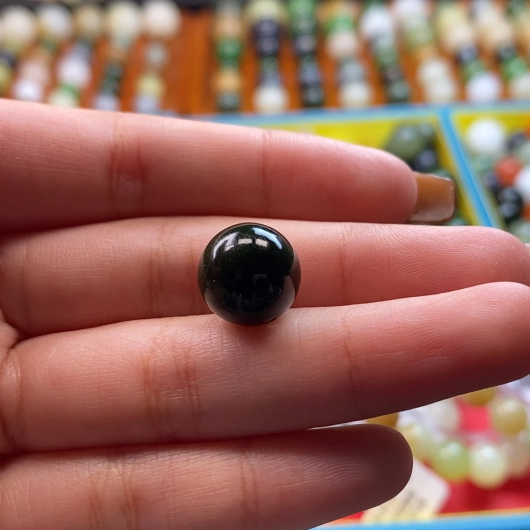 和田玉未镶嵌珠宝奇石福利黑碧玉单珠z12（有棉