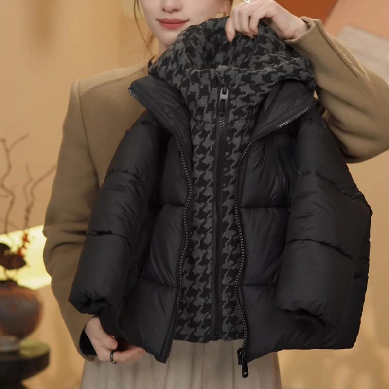 男女童冬季皮衣棉服2025冬季新款连帽时尚宽松外套加厚假两件棉衣