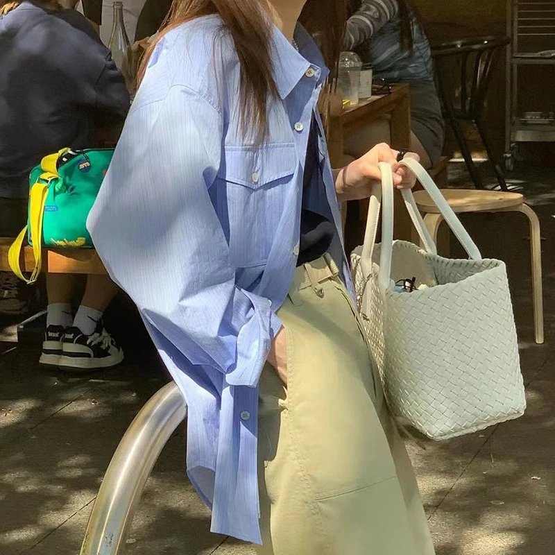 春季新款韩简约日常休闲通勤百搭慵懒中性风衬衫