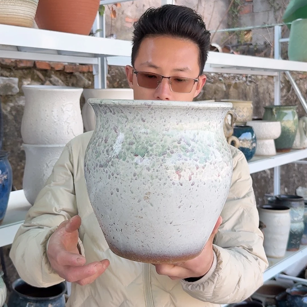 紫砂花盆口23高23（一个彩色大口