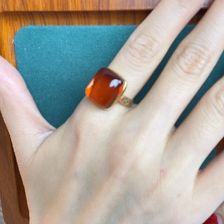 血珀银S925镶嵌戒指戒指
